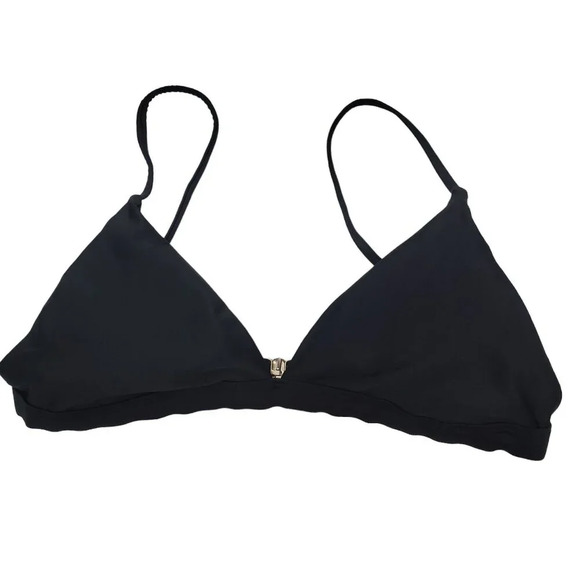 Unbranded Women's Black Basic Triangle Cup Hook Back Adjustable Bikini Top Sz S - Picture 1 of 4